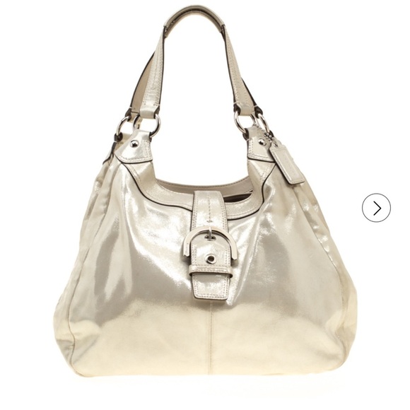 Coach Metallic Biege Shimmering Leather
Maggie Shoulder Bag - Picture 1 of 12